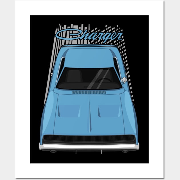 Dodge Charger 1968 - Light Blue Wall Art by V8social